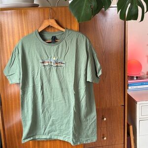 Gildan Olive Green Graphic Crewneck T-Shirt